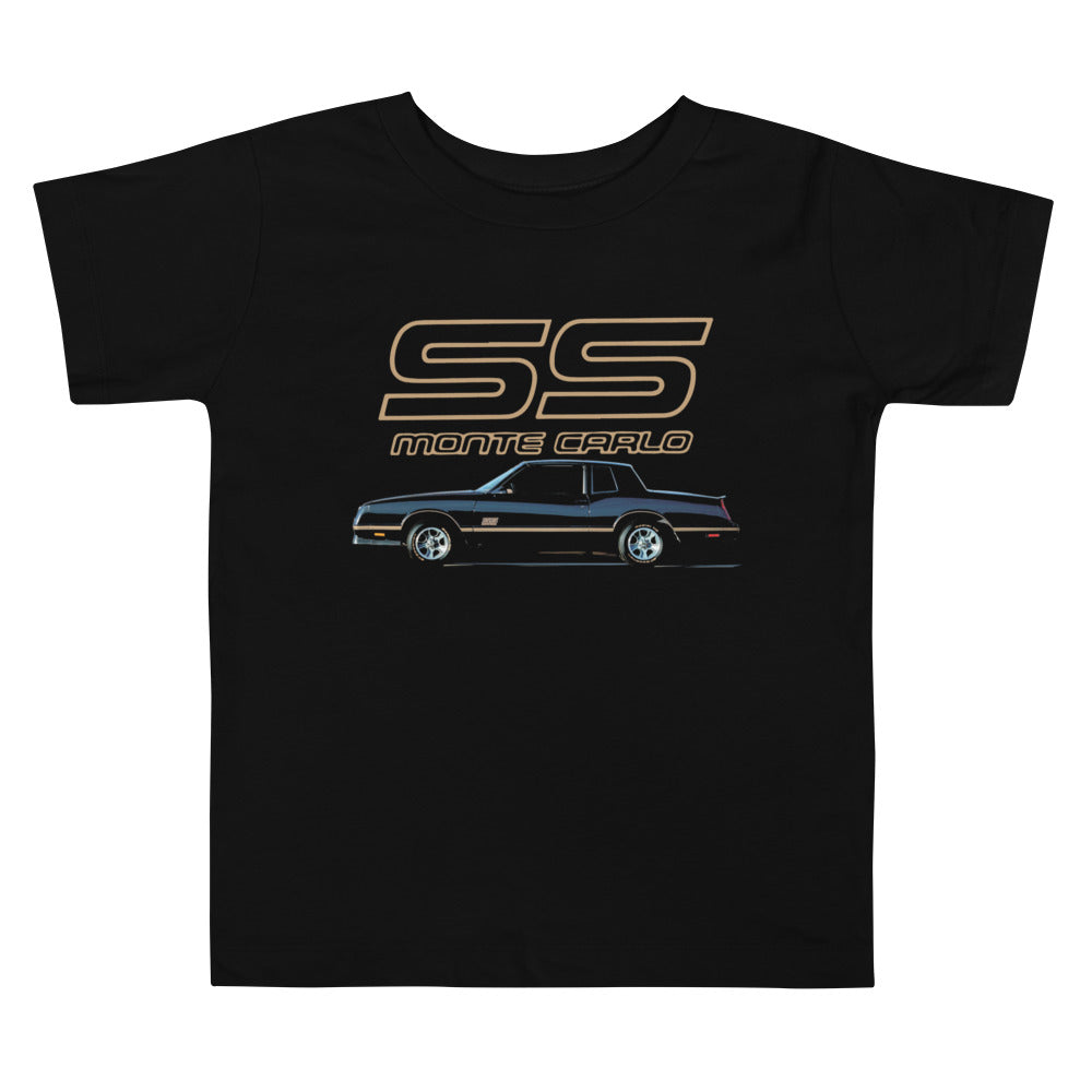 1988 Monte Carlo SS Black and Gold Classic car Emblem Toddler Short Sleeve Tee