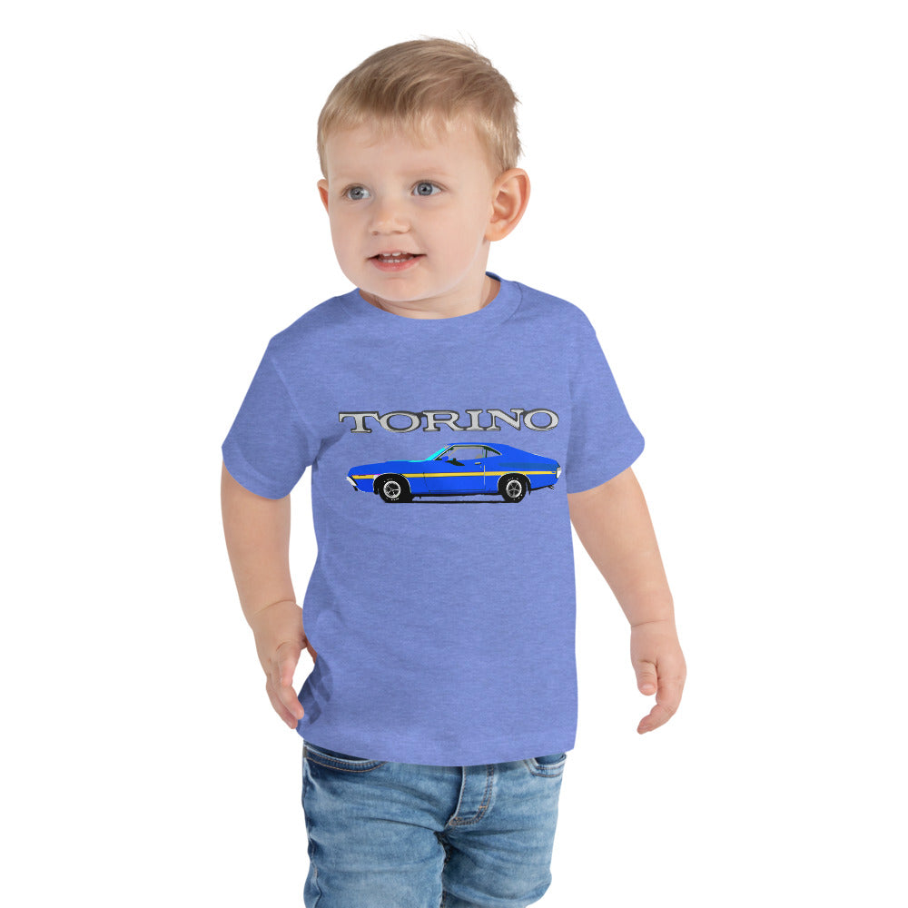 1972 Blue Ford Gran Torino Sport Muscle Car Owner Gift Toddler Short Sleeve Tee