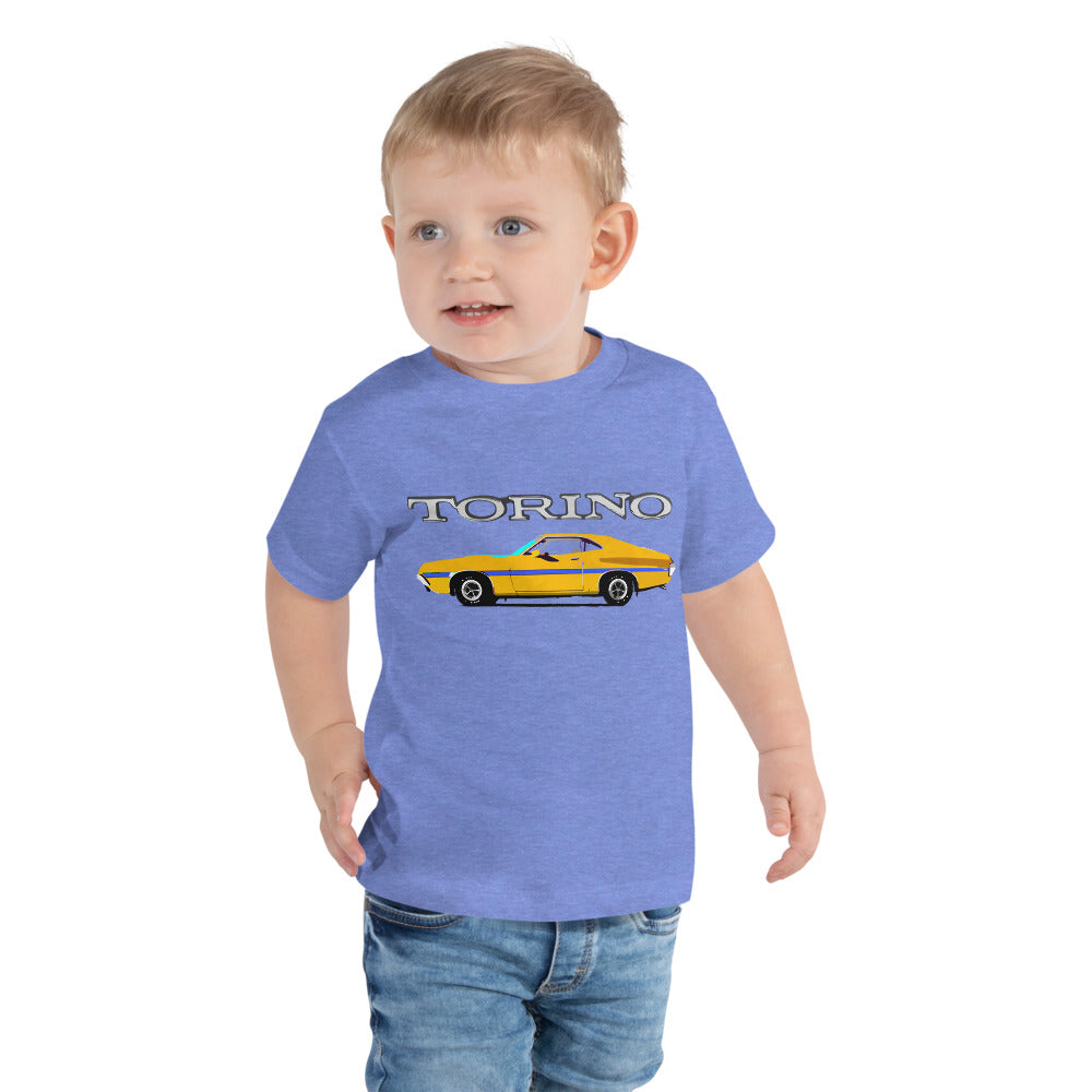 1972 Yellow Gold Ford Gran Torino Sport Muscle Car Toddler Short Sleeve Tee