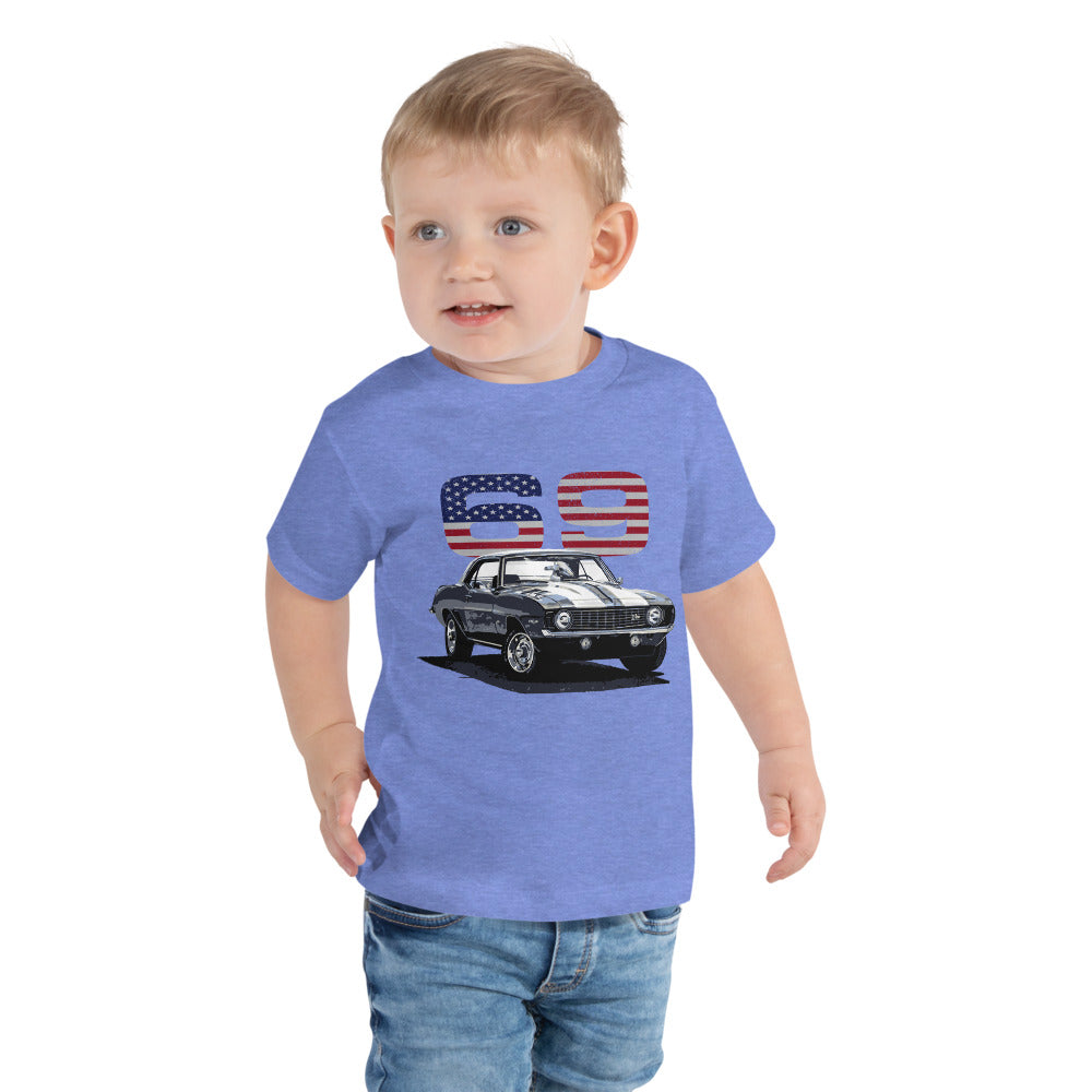 1969 69 Camaro Chevy Muscle Cars American Collector Car Toddler Short Sleeve Tee
