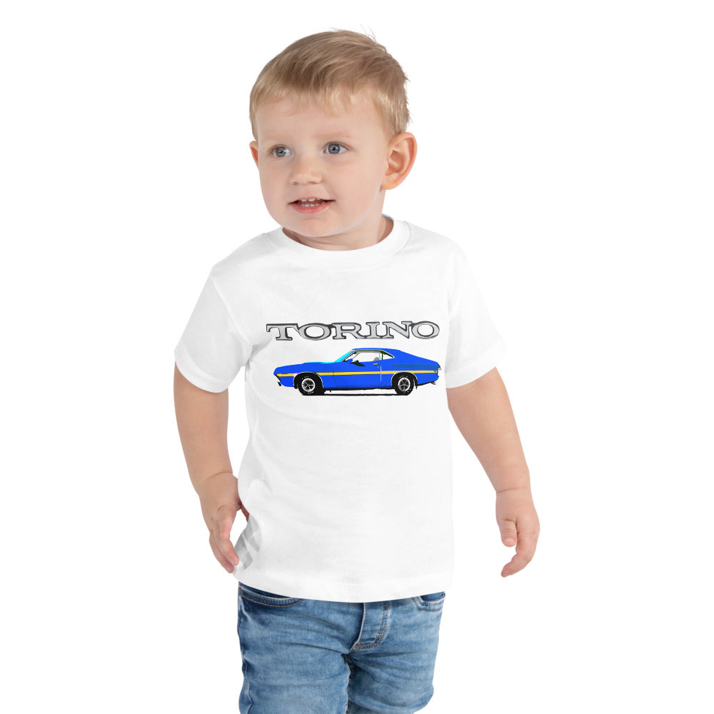 1972 Blue Ford Gran Torino Sport Muscle Car Owner Gift Toddler Short Sleeve Tee