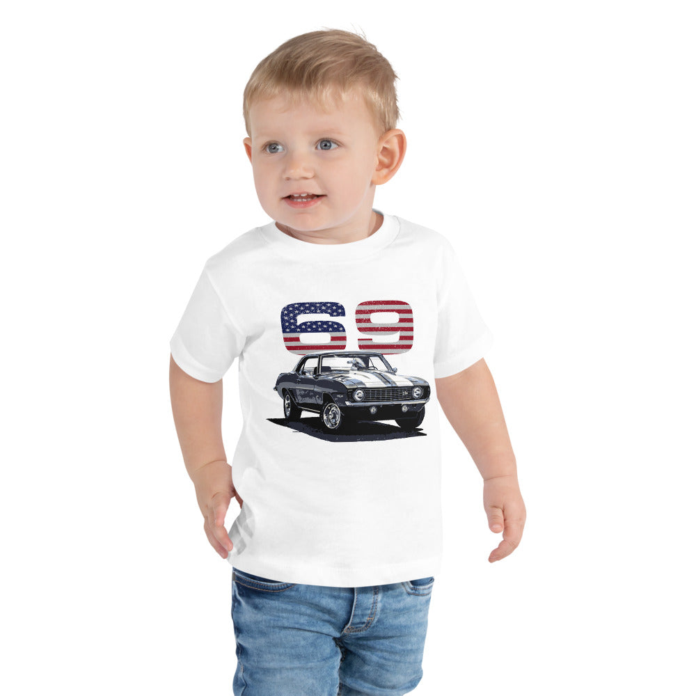 1969 69 Camaro Chevy Muscle Cars American Collector Car Toddler Short Sleeve Tee