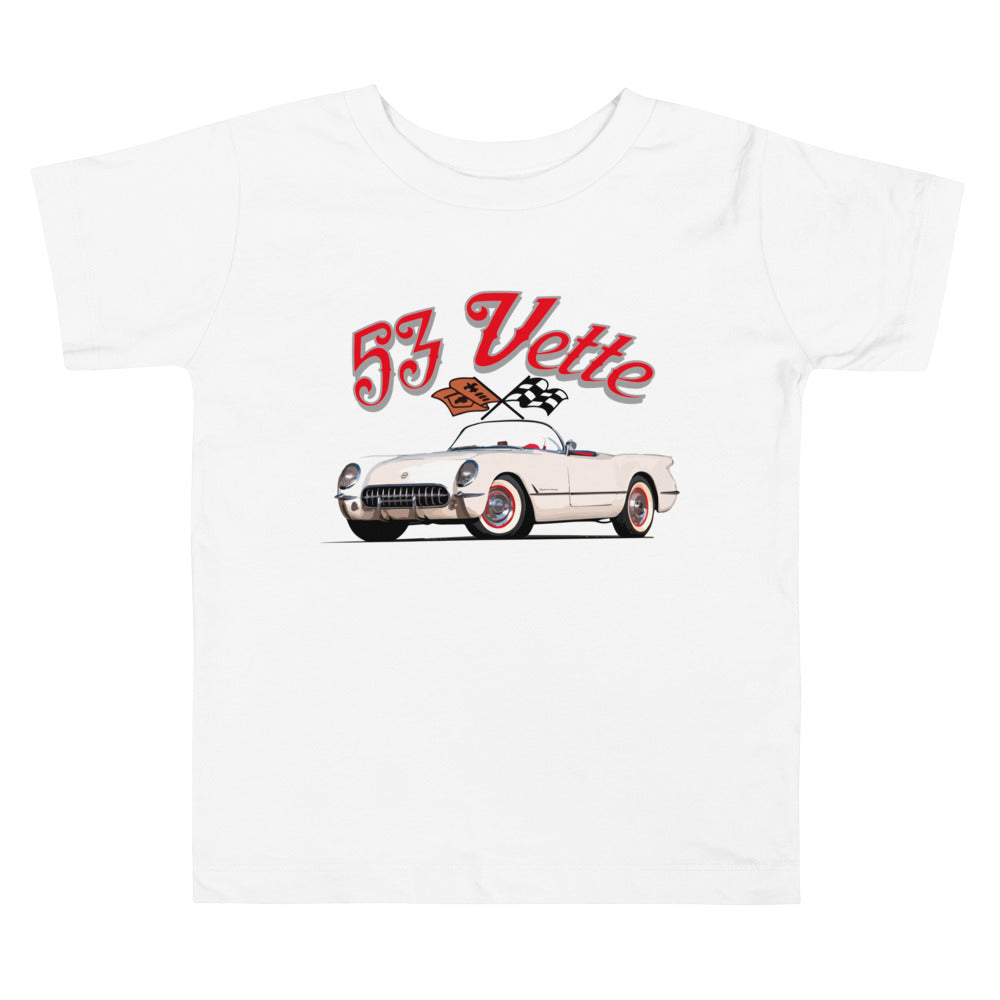 1953 Corvette Roadster C1 1st Gen 53 Vette Classic car Americana Nostalgia Toddler Short Sleeve Tee