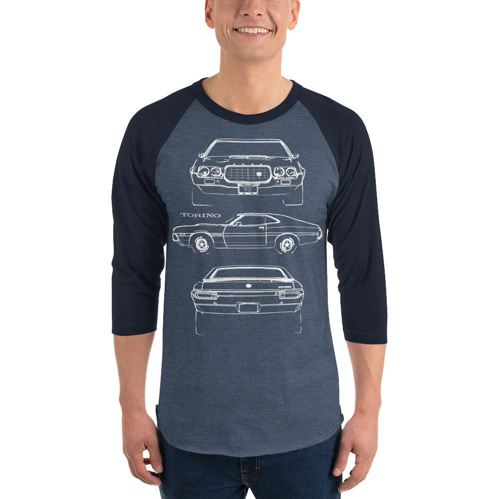 1972 Gran Torino Owner Gift Vintage Muscle Car Collector 3/4 sleeve raglan shirt