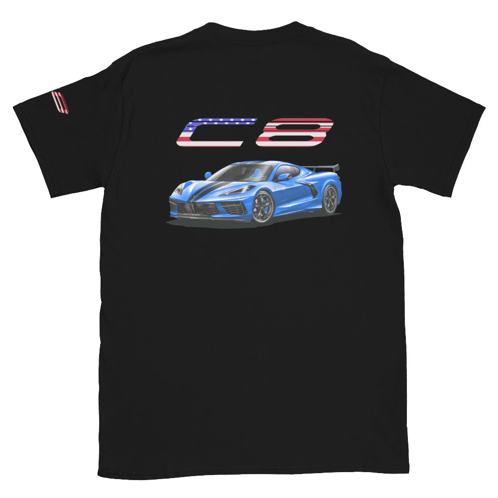 USA Blue Mid Engine C8 Corvette Owner Gift Short-Sleeve Unisex T-Shirt