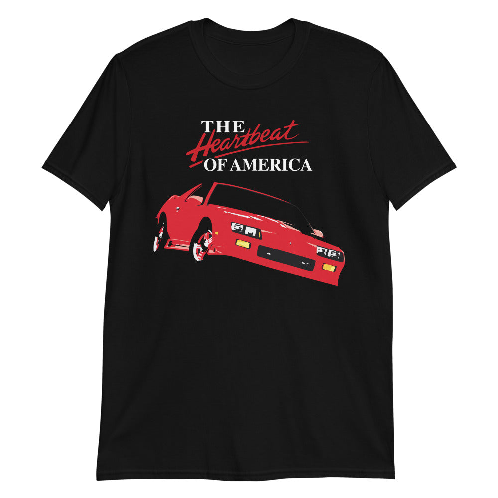 Retro 1991 Red Chevy Camaro Heartbeat of America Short-Sleeve T-Shirt