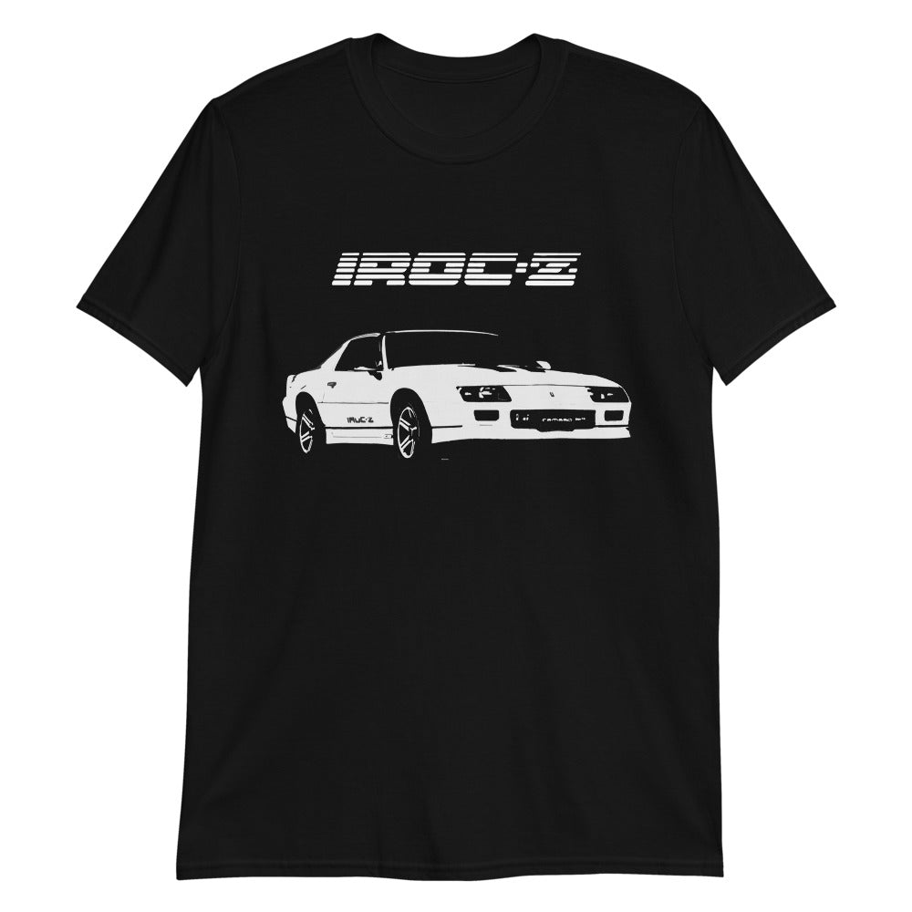 1980's Chevy IROC-Z Camaro T-Shirt - Classic Muscle Car Graphic Tee, Unisex Black Short Sleeve Shirt