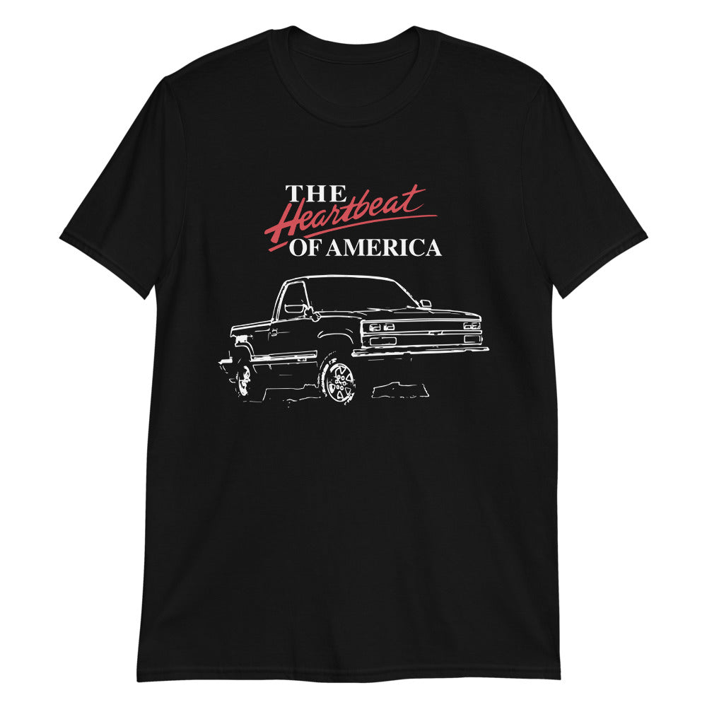 1990 Chevy K1500 Pickup Truck 4x4 Heartbeat of America Short-Sleeve T-Shirt
