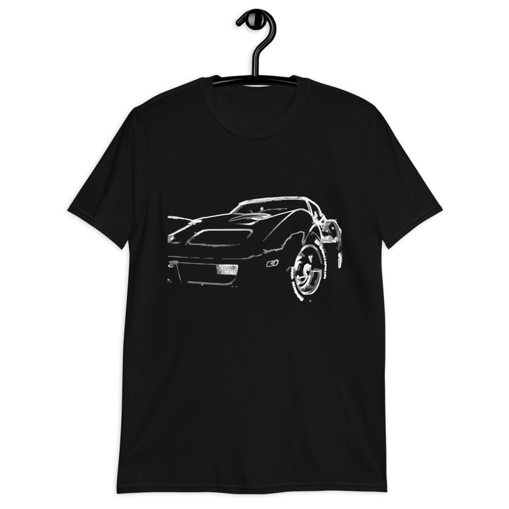 Corvette C3 Sketch Line Art Custom Muscle Car Owner Gift Short-Sleeve T-Shirt