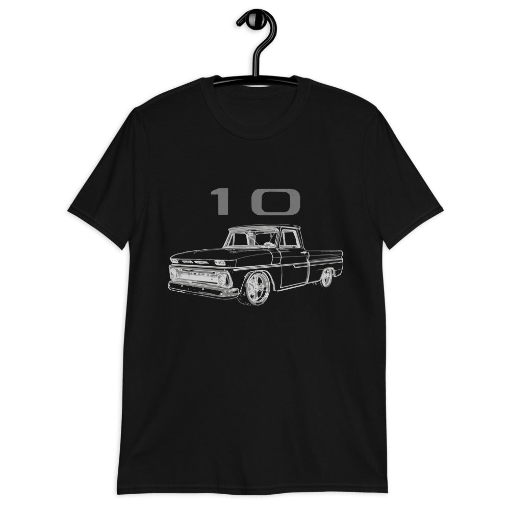 1966 Chevy C10 Custom Outline Art Antique Collector Truck Gift T-Shirt