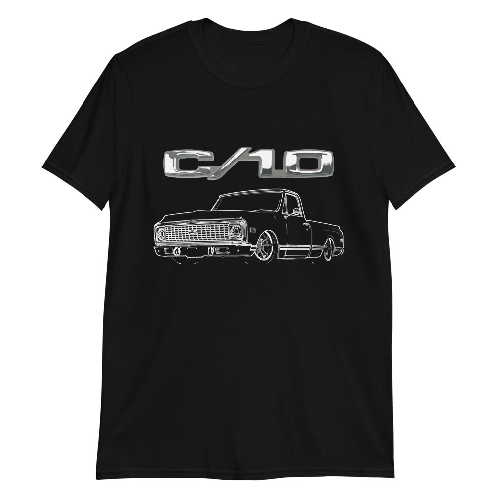 1972 Chevy C10 Short Bed Pickup Lowrider Truck Gift Short-Sleeve Unisex T-Shirt