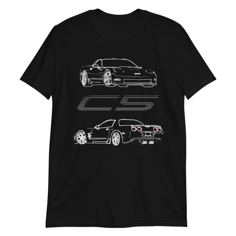 Corvette C5 Custom Outline Art Vette Owner Gift Short-Sleeve Unisex T-Shirt