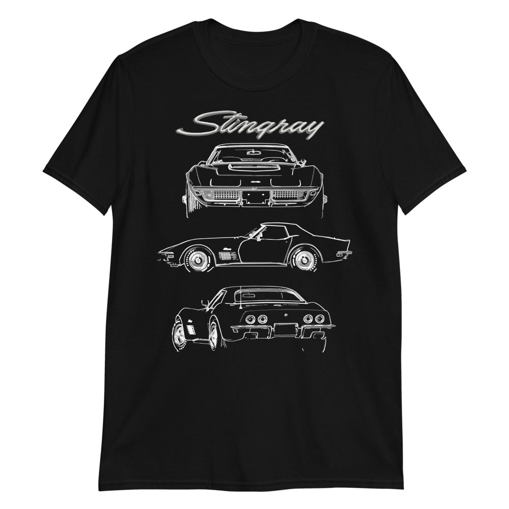 1970 Corvette C3 Stingray LT-1 Custom Outline Art Collector Car Gift T-Shirt