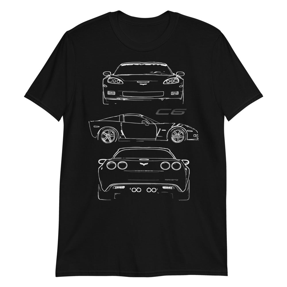 2007 Corvette C6 Z06 Owner Gift Custom Outline Art Short-Sleeve Unisex T-Shirt
