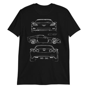2007 Corvette C6 Z06 Owner Gift Custom Outline Art Short-Sleeve Unisex T-Shirt