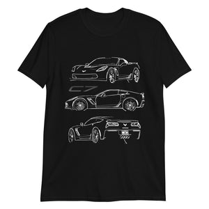 2015 Corvette C7 Z06 Coupe Custom Outline Art Short-Sleeve Unisex T-Shirt
