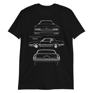 1983 Chevy Monte Carlo SS Owner Gift Custom Outline Art Short-Sleeve T-Shirt