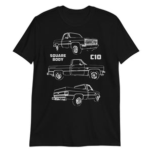 1985 Chevy C10 Silverado Square Body Pickup Truck Fleetside Short-Sleeve T-Shirt