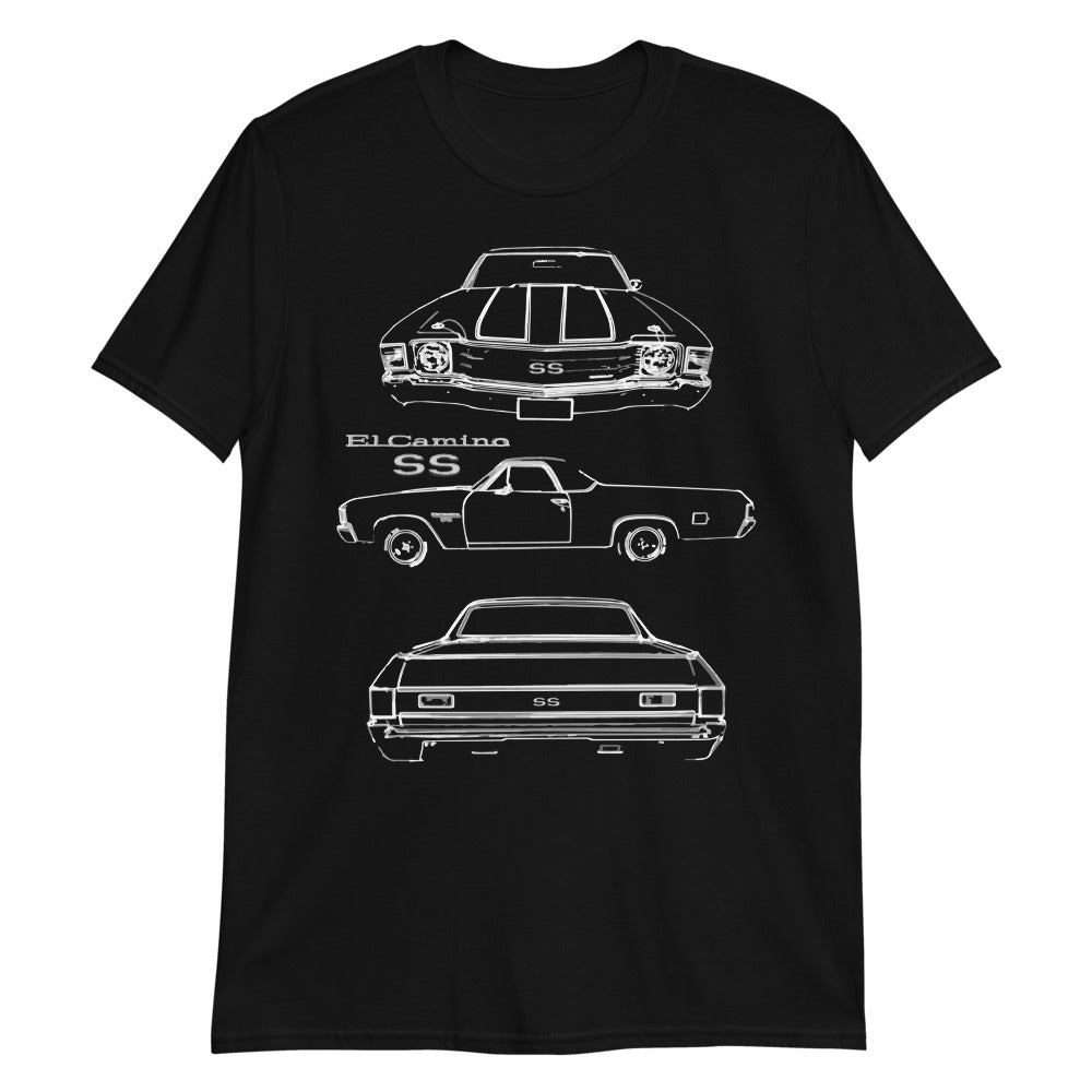 1972 El Camino SS Sketch Outline Art Gift Short-Sleeve Unisex T-Shirt