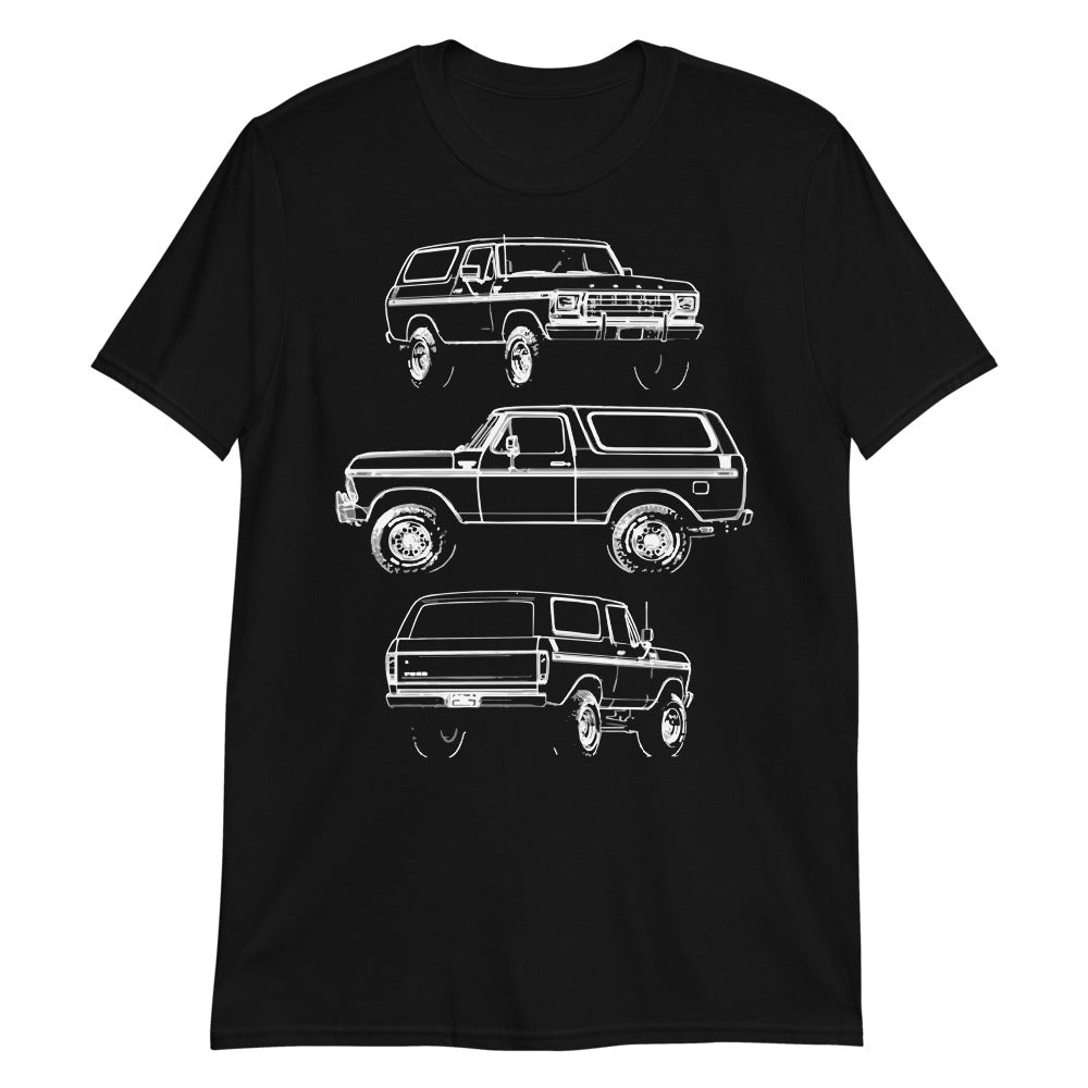 1978 Bronco Owner Gift Sketch Outline Art Short-Sleeve Unisex T-Shirt
