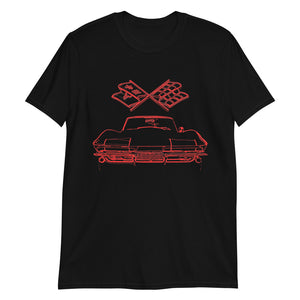 1966 Corvette C2 Antique Collector Car Red Lines Short-Sleeve Unisex T-Shirt