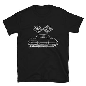 1966 Corvette C2 Antique Car Gift Outline Art Short-Sleeve Unisex T-Shirt