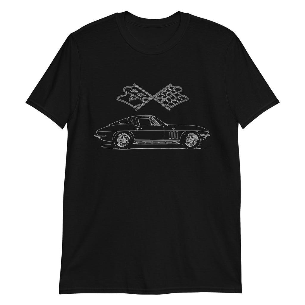 Corvette C2 Antique Muscle Car Line Art Gift Short-Sleeve Unisex T-Shirt