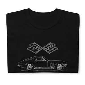 Corvette C2 Antique Muscle Car Line Art Gift Short-Sleeve Unisex T-Shirt