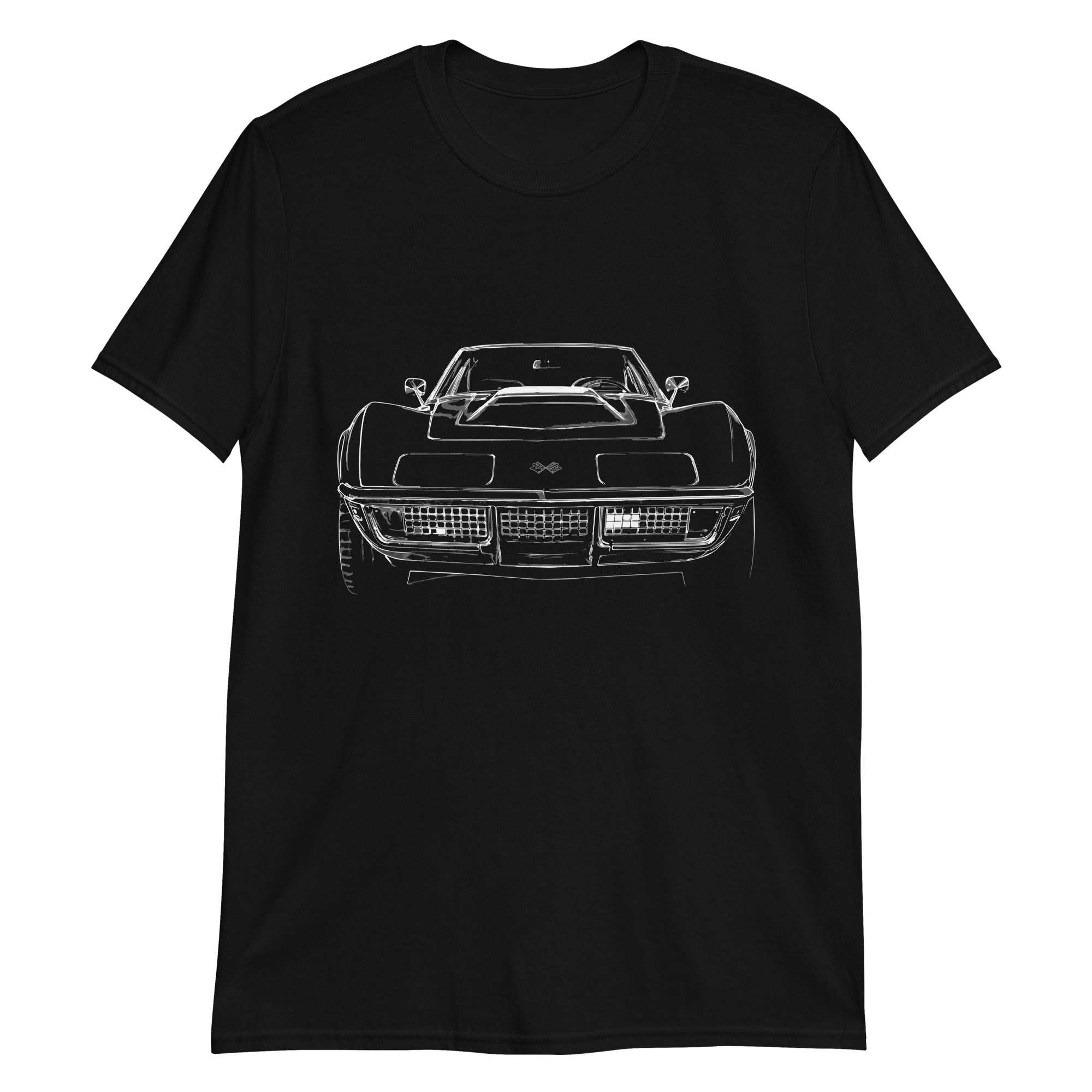Chevy Corvette C3 Line Art Muscle Car Owner Gift Short-Sleeve Unisex T-Shirt