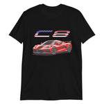 USA Red Mid Engine C8 Corvette Owner Gift Short-Sleeve Unisex T-Shirt