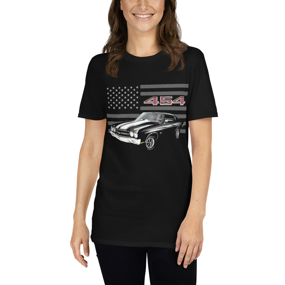 Black 1970 Chevelle 454 SS Muscle Car Owner Gift Short-Sleeve Unisex T-Shirt