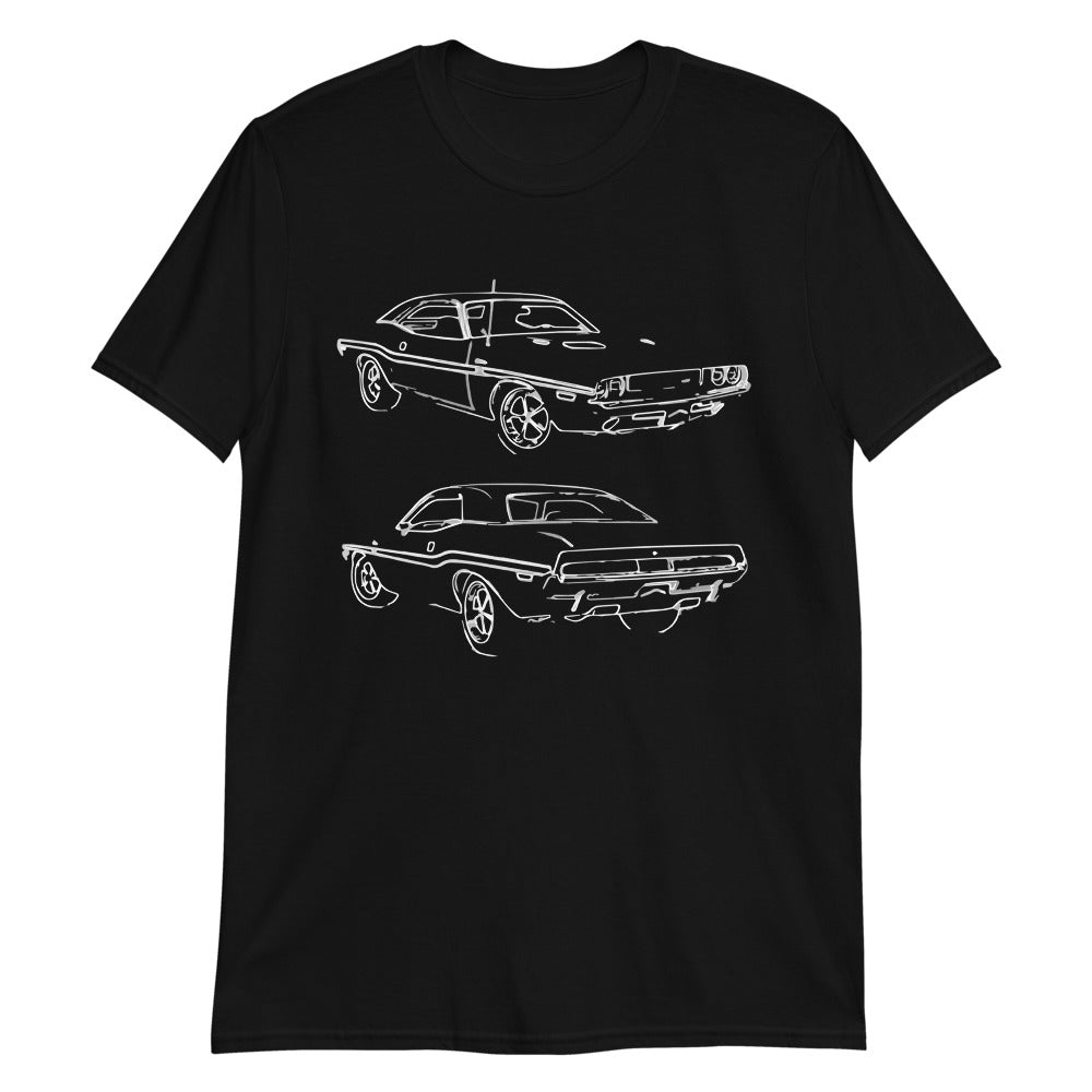 Muscle Car Line Art Charger Challenger Cougar Collector Cars T-Shirt