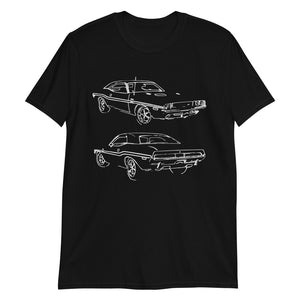 Muscle Car Line Art Charger Challenger Cougar Collector Cars T-Shirt