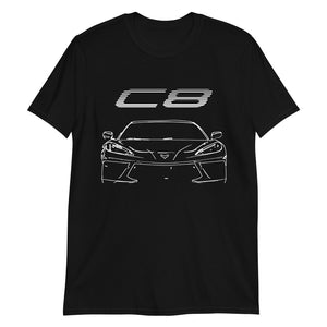 Custom Line Art 2022 2023 Corvette C8 Owner Gift Short-Sleeve Unisex T-Shirt