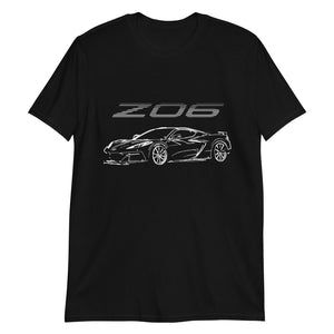 2023 C8 Z06 Corvette Custom Outline Art Short-Sleeve Unisex T-Shirt