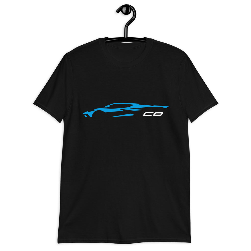 2023 Corvette C8 Outline Silhouette Rapid Blue 8th Gen Mid Engine Vette T-Shirt
