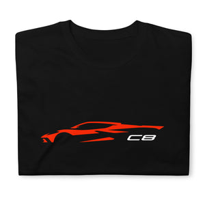2022 2023 Corvette Red C8 Outline Silhouette 8th Gen Vette Gift T-Shirt
