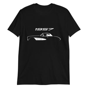 1957 Corvette C1 Silhouette Collector Car Custom Outline Art T-Shirt