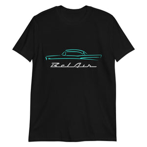1957 Chevy Bel Air Turquoise Outline American Classic Collector Car Gift 57 Belair T-Shirt