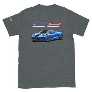 USA Blue Mid Engine C8 Corvette Owner Gift Short-Sleeve Unisex T-Shirt