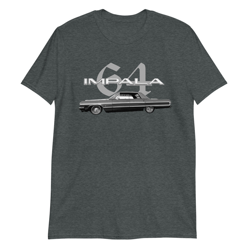 1964 Chevy Impala 4 Door Hardtop Classic Car Short-Sleeve T-Shirt Charcoal