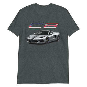 2021 Blade Silver Metallic Corvette C8 Owner Gift Patriotic Short-Sleeve T-Shirt