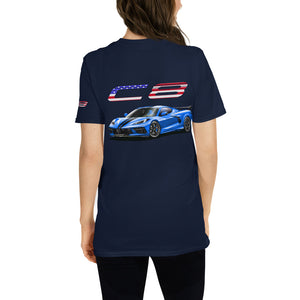 USA Blue Mid Engine C8 Corvette Owner Gift Short-Sleeve Unisex T-Shirt