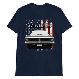 1972 Cuda Muscle Car American Flag Patriotic Short-Sleeve Unisex T-Shirt