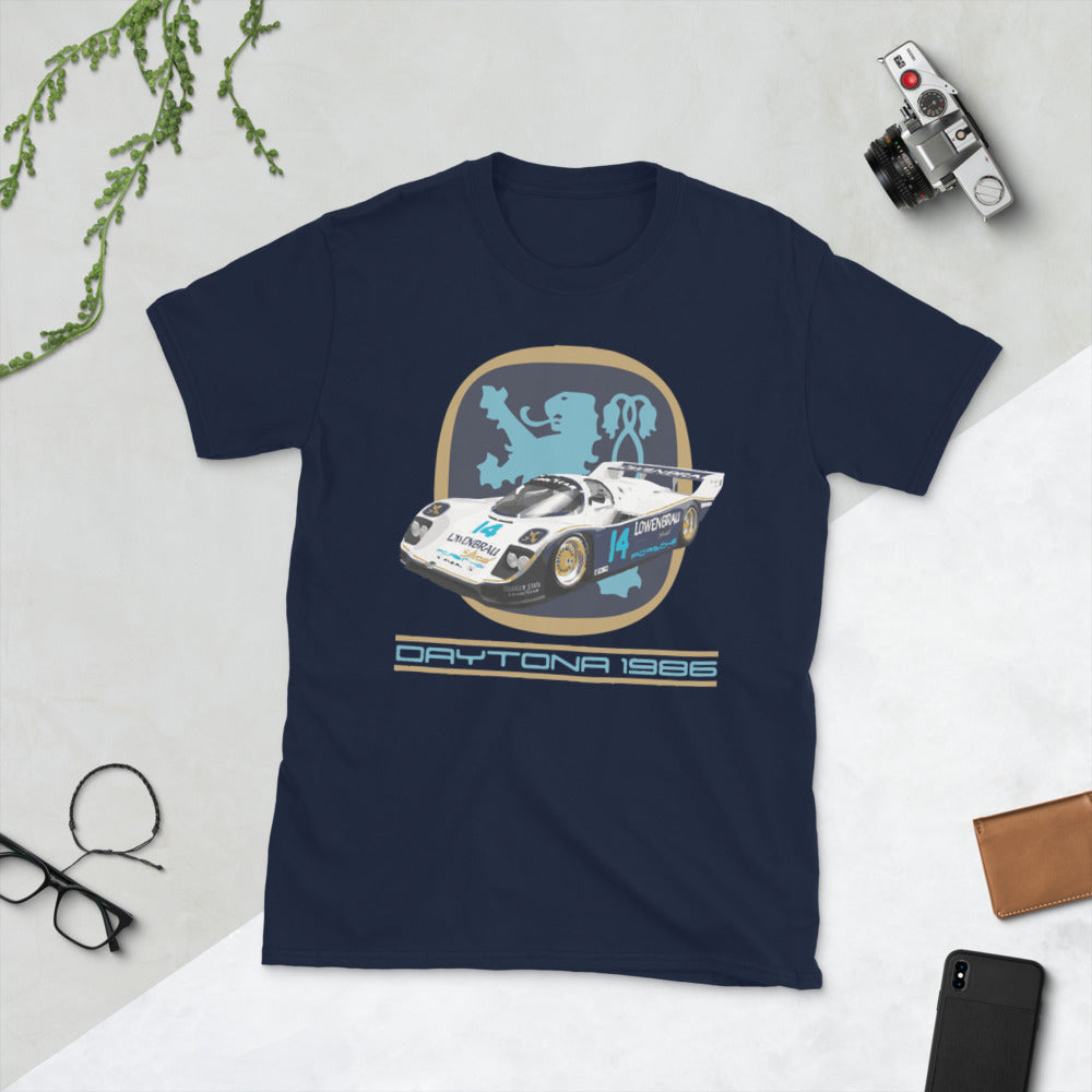 1986 Holbert-Lowenbrau 962 IMSA GTP Racecar Short-Sleeve Unisex T-Shirt