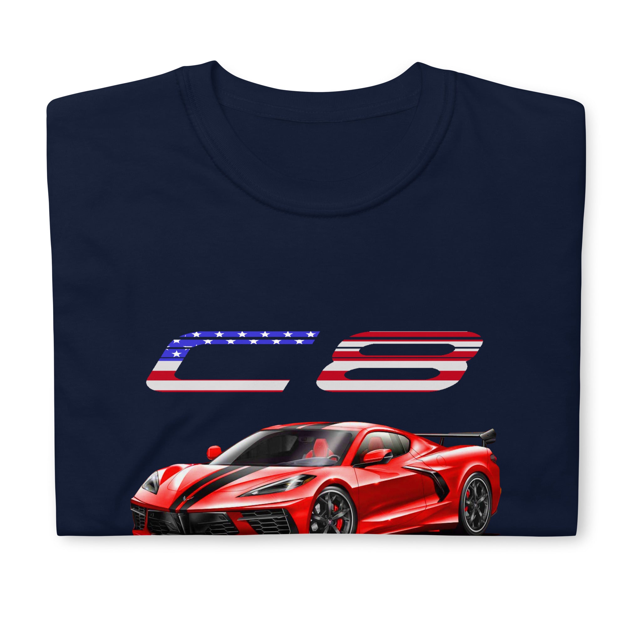 USA Red Mid Engine C8 Corvette Owner Gift Short-Sleeve Unisex T-Shirt