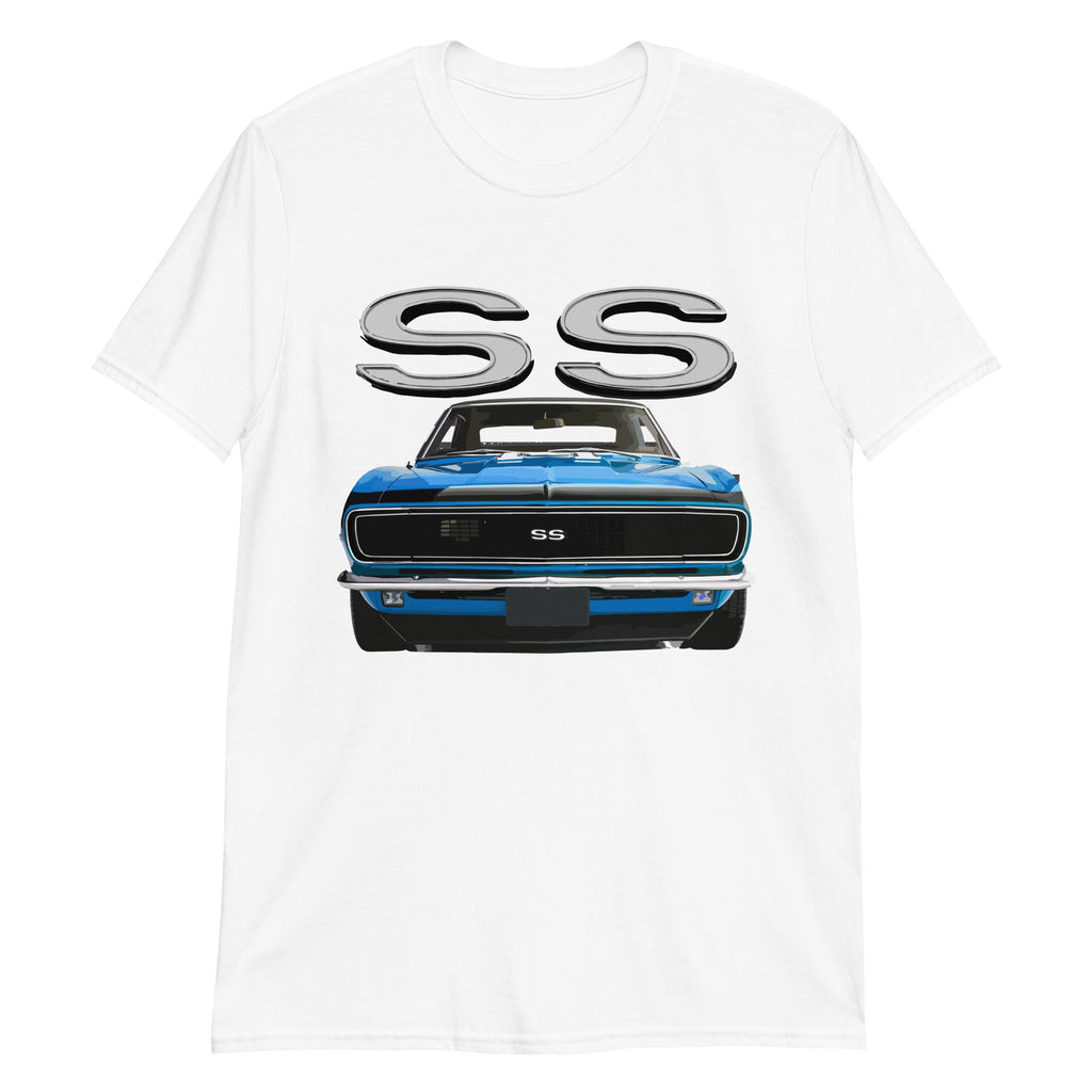 1968 Blue Camaro SS Muscle Car Owners Gift Short-Sleeve Unisex T-Shirt