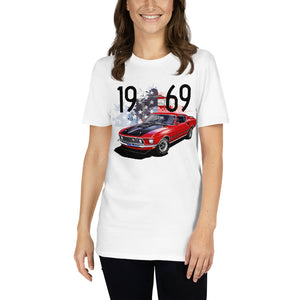 1969 Red Mustang Mach 1 American Muscle Car Owner Gift Short-Sleeve T-Shirt