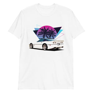 White Corvette C4 80s 90s Vaporwave Short-Sleeve Unisex T-Shirt