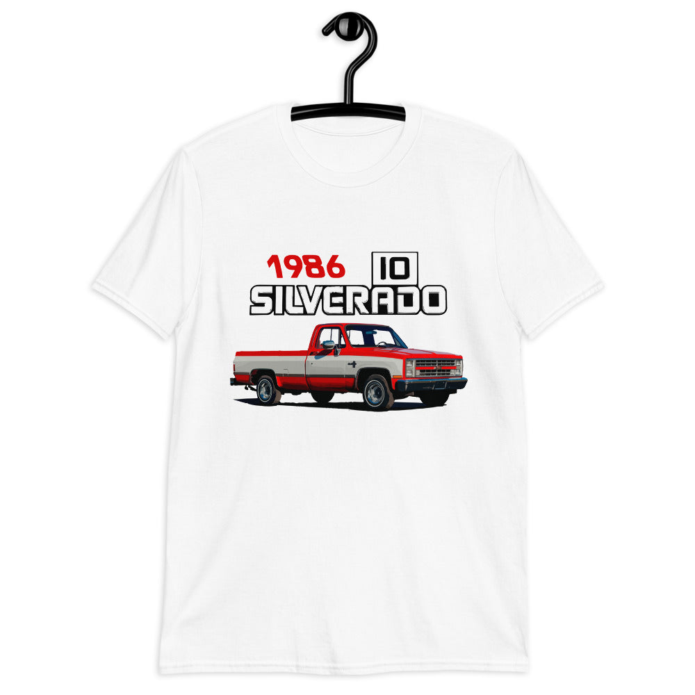 1986 Chevy C10 Silverado Square Body Pickup Truck Short-Sleeve Unisex T-Shirt